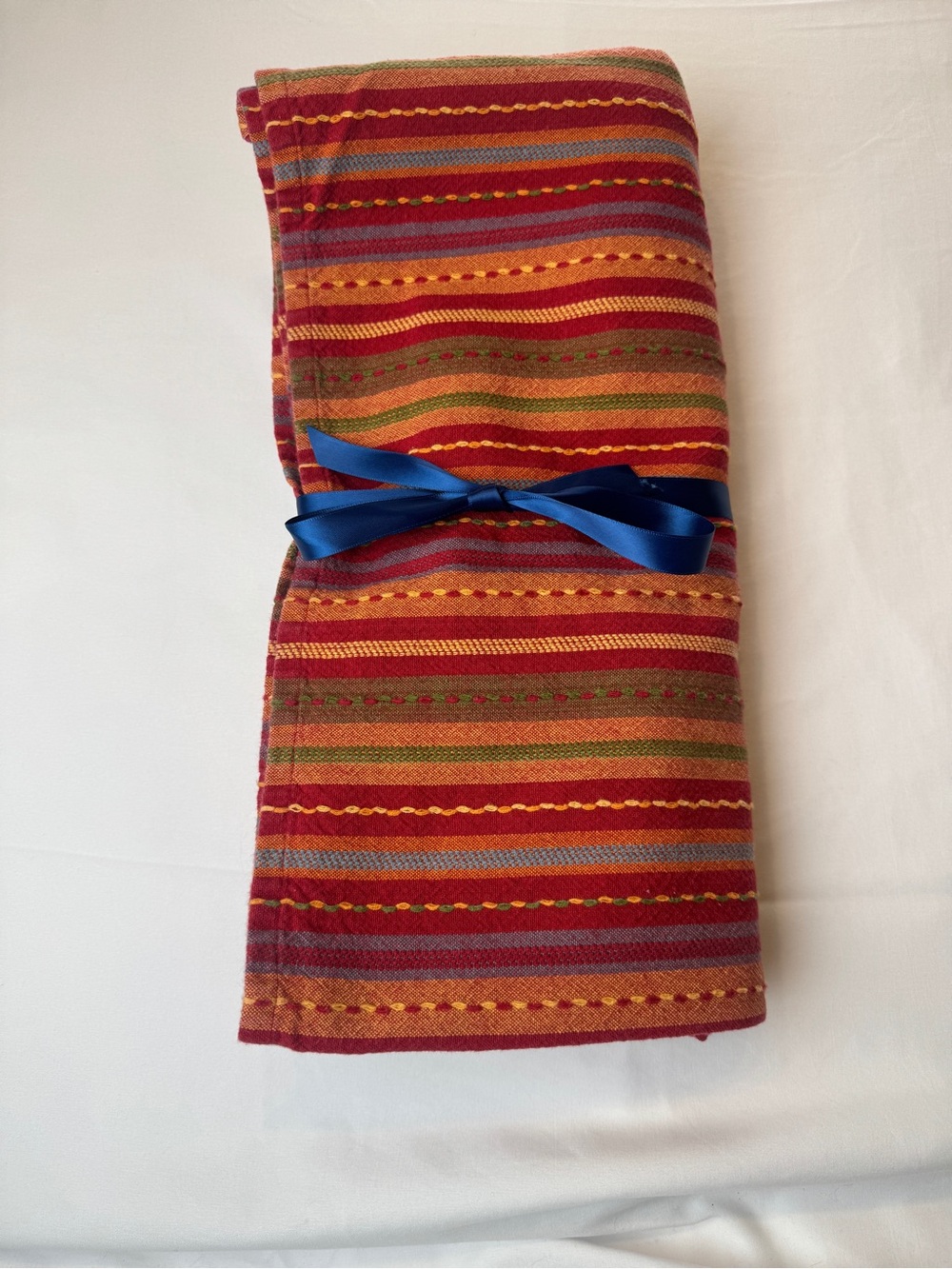 Striped Multicolor Kitchen Towel - Red, Orange & Green fall tablecloth